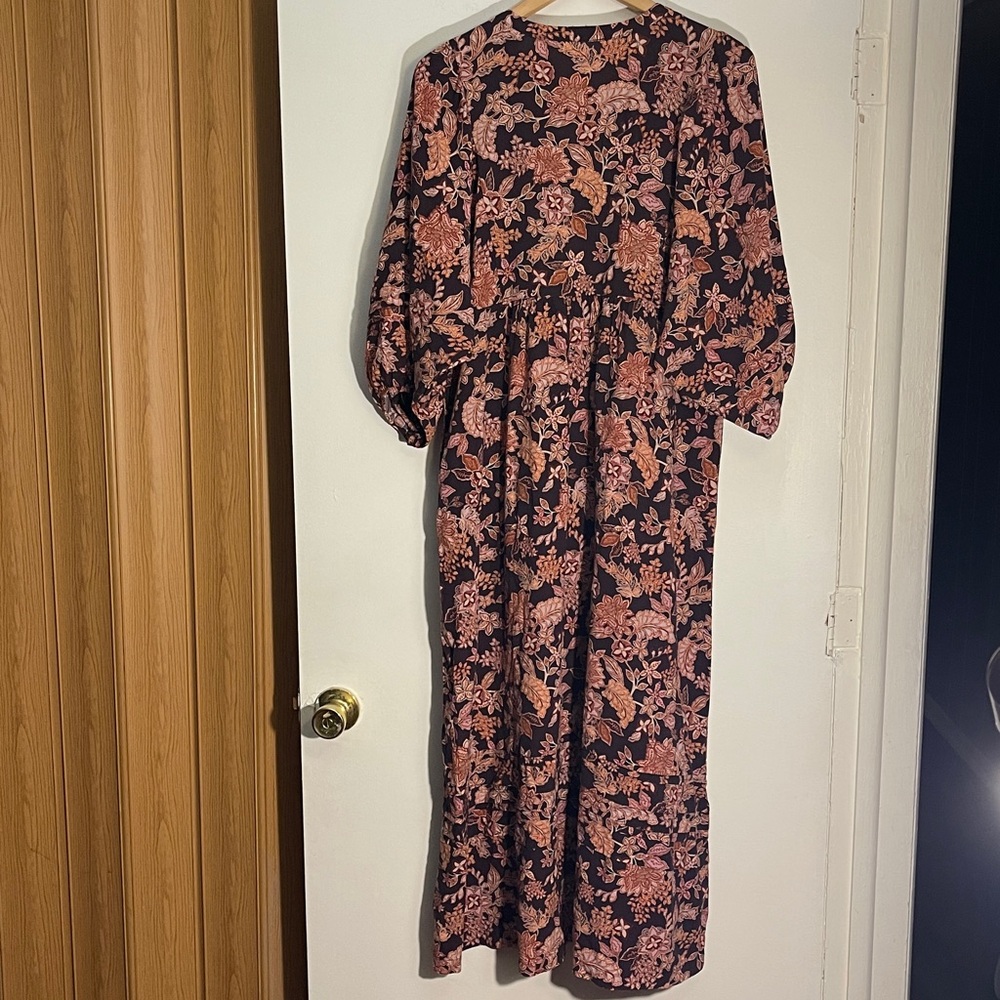 marine layer Lola burgundy floral midi dress medium - Picture 10 of 11